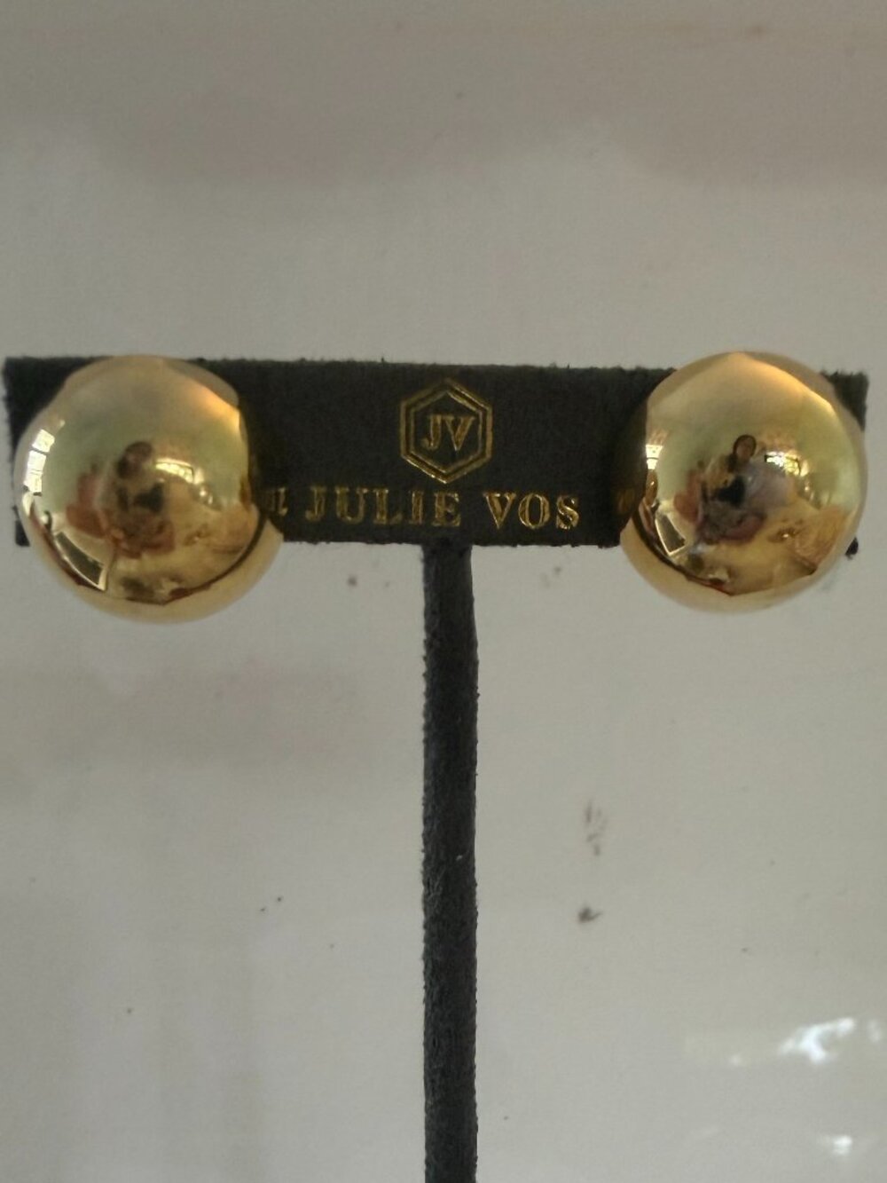 Vintage Gold Tone Dome Pierced Earrings